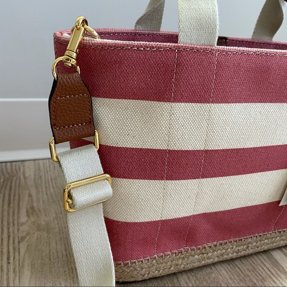 Lauren Ralph Lauren Small Striped Canvas Bag Pink - Picture 6 of 11